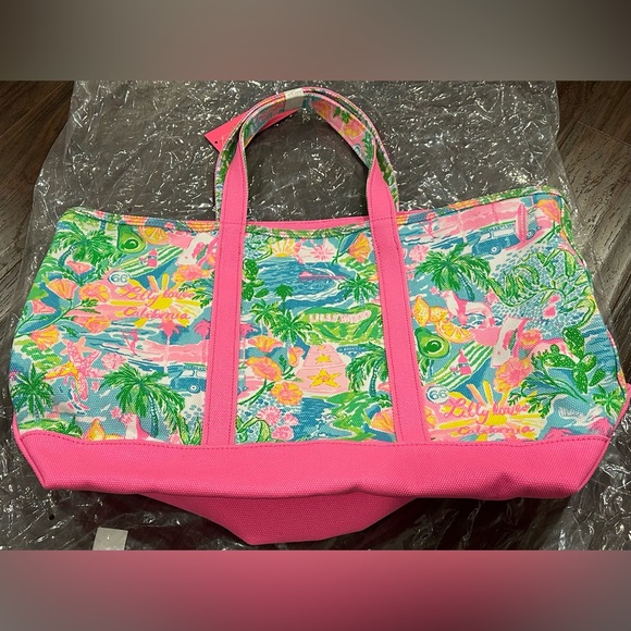 Lilly Pulitzer Mercato Canvas Cotton Tote Bag - Multi Lilly Loves California - Picture 11 of 13